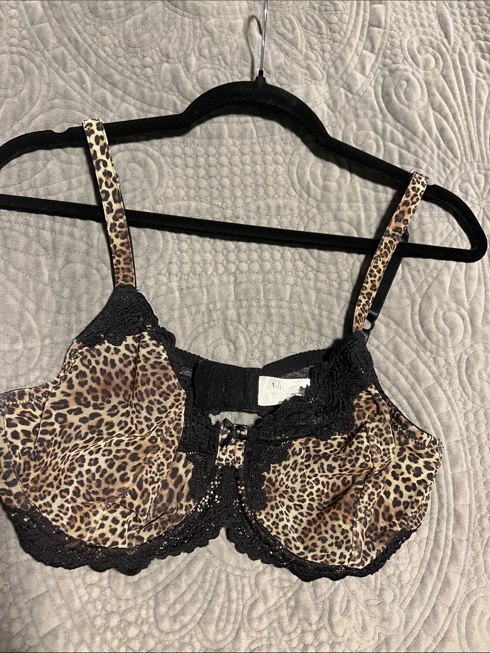 Leopard Lace Underwire Bra with Black Trim - Leopard